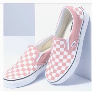 Kids Vans Slip-On Checkerboard Skate Shoe Rose Smoke
